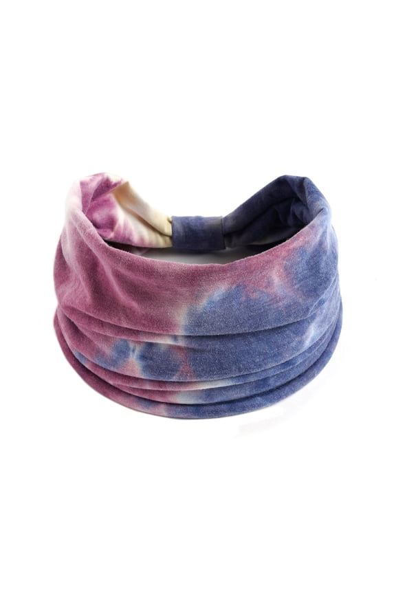 Boho Tie Dye Bow Wide Headbands for Women Non Slip Elastic Soft Head Wraps Cute Hair Accessories for Daily Use Party Gifts Gym Workout Purple One Size
