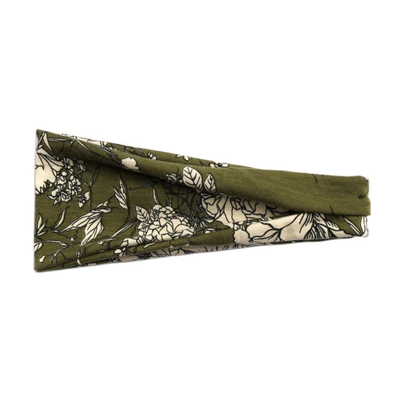 BODOAO Boho Wide Headbands for Women Cute Butterfly Printed Elastic Non Slip Soft Head Wraps Fashion Hair Accessories for Yoga Workout Gym Running Makeup Washing Face Green One Size