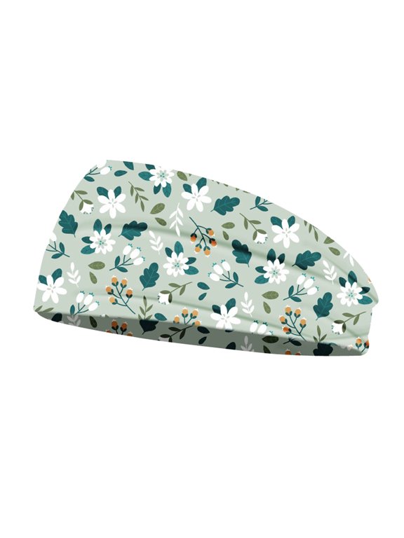 Boho Wide Headbands for Women Cute Butterfly Printed Elastic Non Slip Soft Head Wraps Fashion Hair Accessories for Yoga Workout Gym Running Makeup Washing Face Green One Size