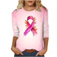 thumbnail image 1 of BODOAO Breast Cancer Awareness Graphic Tee for Women, Floral Ribbon Sparkle Print, 3/4 Sleeve Crew Neck Shirt for October Support Events, Fundraisers and Everyday Wear Hot Pink S, 1 of 4