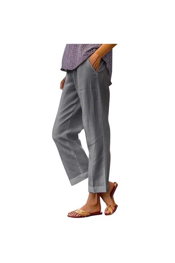 Breathable Ankle Wide Leg Pants for Travel Elastic Waist Pants With Pockets Skin-friendly Breathable Gym Workout Leggings Stretchy Plus Size Relaxed Fit Palazzo Pants Loungewear Grey 2XL