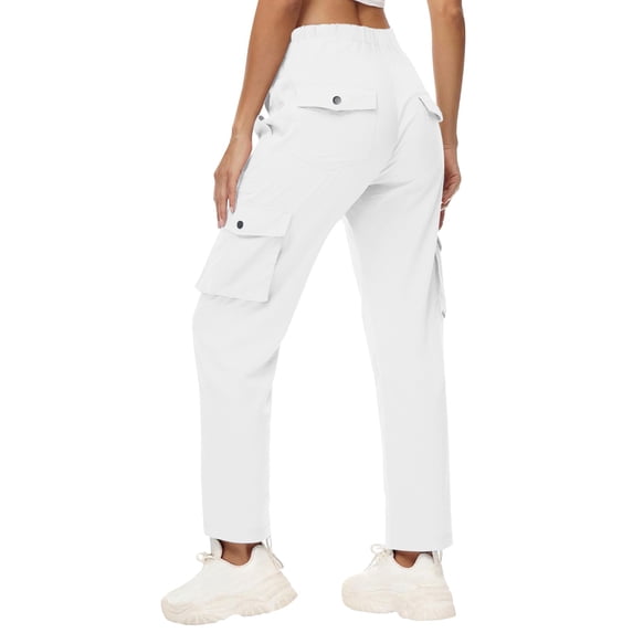 BODOAO Cargo Pants for Women High Waisted Casual Pants Work Pants Baggy Wide Leg Y2K Streetwear with Pockets Fashionable and Workout Pants with Pants with Zipper Suitable for Jogging and White Xxl