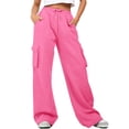 thumbnail image 1 of BODOAO Cargo Sweatpants for Women Jogger Pants Casual Baggy Trousers Athletic Long with Pockets Trendy High Waist Loose Sports Pants Comfortable Jogging Trousers Pink L, 1 of 5