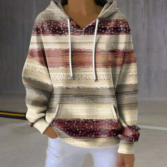 BODOAO Christian Hoodies for Women,Jesus Hoodie Faith Cross Striped Long Sleeve Color Block Forgiven Faith Sweatshirt Beige XXL