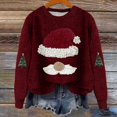 thumbnail image 1 of BODOAO Christmas Sweater for Women Cute Santa Xmas Sweatshirts Novelty Funny Long Sleeve Creweck Knit Sweaters Knitted Pullover Funny Graphic Fall Casual Loose Fit Tops 2025 Wine XL, 1 of 4