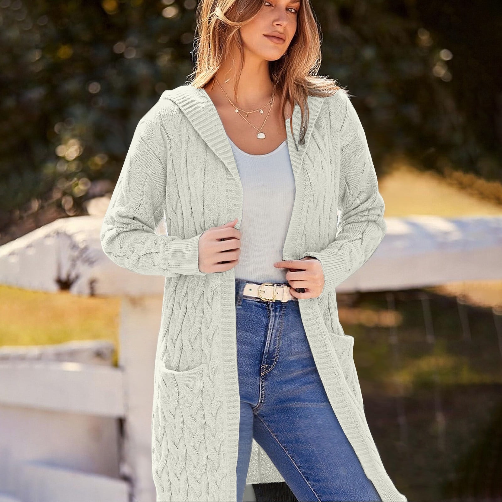 Cardigan Knitted Warm Solid Full Sleeve Extra Long main image 0