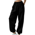 thumbnail image 1 of BODOAO Cinch Bottom Sweatpants 2025 Women's Casual High Waisted Pockets Joggers Sport Workout Active Baggy Lounge Trousers Loose Sportswear Pants Cotton Fabric Black Xl, 1 of 9