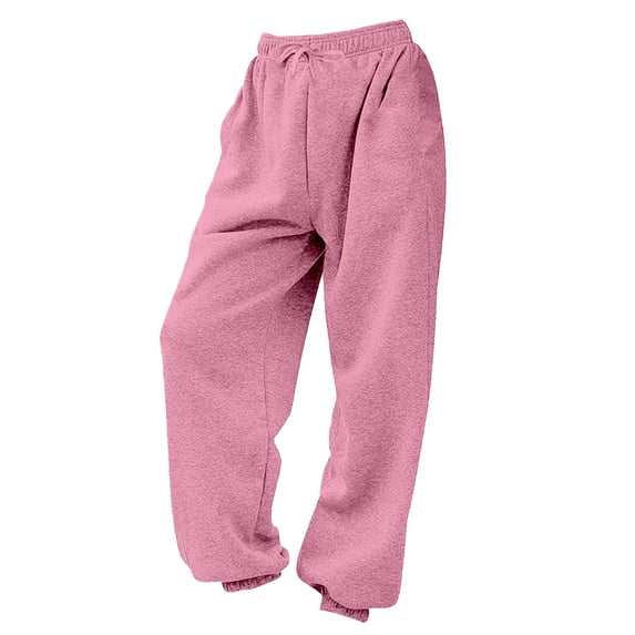 BODOAO Cinch Bottom Sweatpants 2025 Women's Casual High Waisted Pockets Joggers Sport Workout Active Baggy Lounge Trousers Loose Sportswear Pants Cotton Fabric Pink Xxl
