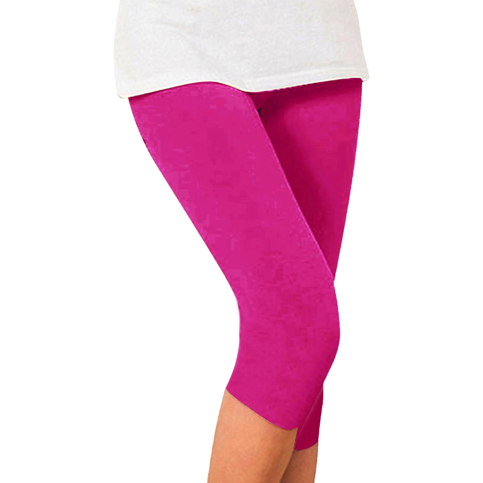 Women 3/4 Length Leggings UK Sale Clearance High Waisted Yoga Pants Ladies Capri Tights Gym Running Joggers Solid Color Legging Tummy Control Pants Workout Cropped Trouser Gym Leggings Plus Size - View #4