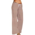 thumbnail image 1 of BODOAO Comfy Pajama Pants for Women Casual Drawstring Stripe Palazzo Lounge Pants Stretch Wide Leg Bottoms Casual Loose Wide Leg Pants with Pockets Brown L, 1 of 9