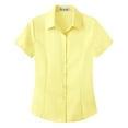 thumbnail image 1 of BODOAO Dress Shirts for Women Short Sleeve Cotton Button Down Shirt Basic Button Up Shirt Collared Shirts Work Shirt Women's Shirt Short Sleeve Elastic Slim Breathable Comfortable Shirt Yellow Xl, 1 of 2