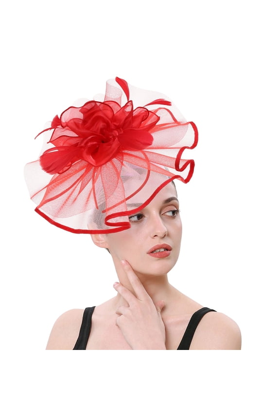 Fascinators Hats for Women Tea Party 2026 Derby Pillbox Kentucky Hat for Women Photoshoot Fascinator Headband Derby Hats formal Event Fascinator Hat for Bridesmaids Veil Fascinator Hat Red
