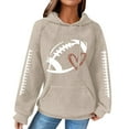 thumbnail image 1 of BODOAO Game Day Hooded Sweatshirt Women Funny Football Graphic Shirt Waffle Knit Game Day Pullover Hoodies Long Sleeve Knit Hoodie Sweatshirt Football Graphic Pullover Sweater Khaki Xxl, 1 of 5