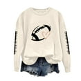 thumbnail image 1 of BODOAO Game Day Sweatshirt Women Football Sweatshirts Rugby Graphic Pullover Weekend Tops Casual Football Season Shirt Women's Bloody Print Loose Long Sleeve Sweatshirt Top Beige L, 1 of 4