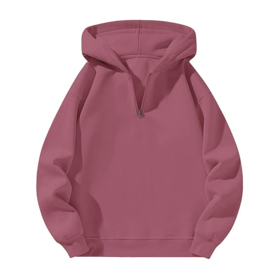 BODOAO Hoodie for Women Quarter Zipper Solid Color Half Zipper Hoodie Loose Sports Sweatshirt Fall Fashion Outfits Workout Sweatshirts Winter Jackets Oversized Pullover Tops Clothes 2025 Hot Pink L