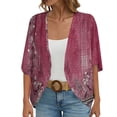 thumbnail image 1 of BODOAO Kimono Cardigans for Women,Casual Open Front 3/4 Sleeve Cardigan,Plus Size Lightweight Shawls Ruana Wraps Court Lock Spring and Solid Color Circle Short Sleeved Cardigan Loose Top Hot Pink Xxl, 1 of 6