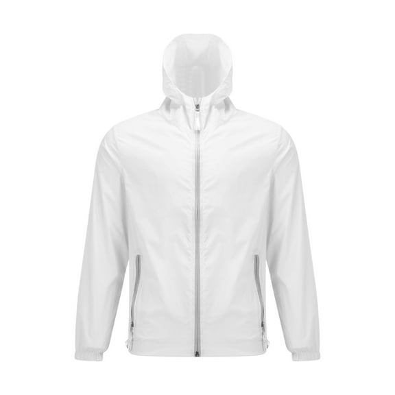 BODOAO Lightweight Rain Jacket for Women Oversized Sun Protection Windbreaker Uni Cycling Coats Packable Hiking Travel Quick Dry Tops with Hood Summer and Autumn Men Windproof Zippers Coat White Xl