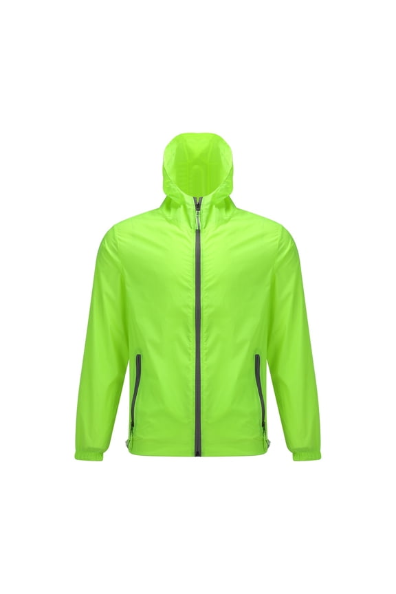 Lightweight Rain Jacket for Women Oversized Sun Protection Windbreaker Uni Cycling Coats Packable Hiking Travel Quick Dry Tops with Hood Summer Men Windproof Zippers Coat Green Xxl