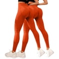 thumbnail image 1 of BODOAO Non See Through for Gym Smooth Sweat Proof Workout Resistance Band 3D Compression Full Length Capri Butt Shaping Tummy Control Orange S, 1 of 3