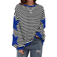 thumbnail image 1 of BODOAO Oversized Striped Crewneck Sweatshirt for Women Long Sleeve Color Block Pullover Tops Casual Loose Workout Shirt Sweatshirt 2024 Fall Crewneck Star Striped Top Hoodies Lightweight Blue L, 1 of 9