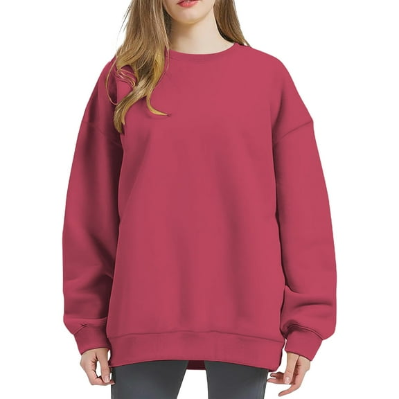 BODOAO Oversized Sweatshirt for Women,2025 Fall Casual Crewneck Pullover Sweatshirt Soft Comfy Long Sleeve Sweatshirt Loose Fit Cute Hoodies Y2K Tunic Tops Sweaters Comfy Fall Outfits Hot Pink 3XL