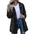 thumbnail image 1 of BODOAO Rain Jacket Women Striped Lined Hooded Lightweight Raincoat Outdoor Waterproof Windbreaker Travel Jacket Raincoat Women Long Trench Coats Lined Windbreaker Travel Jacket S Xxl Black L, 1 of 7
