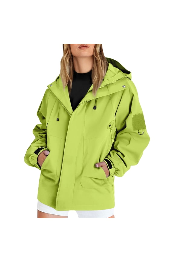 Rain Jackets for Women Travel Plus Size Jacket with Hood Waterproof Raincoats Lightweight Packable Outdoor Trench Coat Thin Jackets for Hiking,Travel Every Occasion Raincoat Yellow Xxl