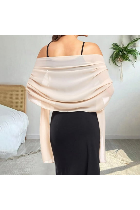 Soft Chiffon Scarfs Shawls and Wraps for Evening Dresses Wedding Shawl Wraps Formal Wedding Lightweight Sheer Elegant Pashimina Bridal Scarve for Women Chiffon Shawl Wraps Beige One size