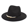 thumbnail image 1 of BODOAO Straw Hats for Men Mens Derby Hat Trilby Fedora Hat Classic Beach Hat to pper Bucket Hat Packable Knit Fedora Hat Foldable Sun Cap Wide Brim Fedora Resort Style Summer Beach Style Black, 1 of 3