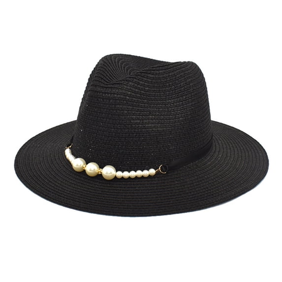 BODOAO Straw Hats for Men Mens Derby Hat Trilby Fedora Hat Classic Beach Hat to pper Bucket Hat Packable Knit Fedora Hat Foldable Sun Cap Wide Brim Fedora Resort Style Summer Beach Style Black