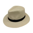 thumbnail image 1 of BODOAO Straw Trilby Fedora Hat for Men Brown Fedora Jazz Cap for Pool 1920S Wide Brim Fedora Lightweight Straw Hat Roll Up Hats 1920S Unisex Party Costume Hats Resort Style Beige, 1 of 3