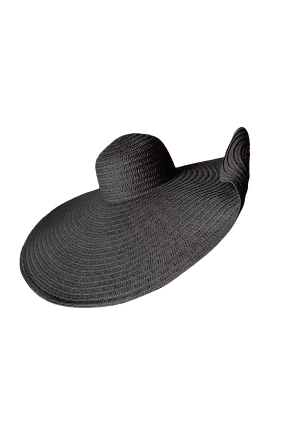 Oversized Beach Straw Hats for Women Extra Large Wide Brim Beach Hat Foldable Roll up Floppy Sun Hat Summer UV Protection LightWeight Durable Hat No Slipping Black