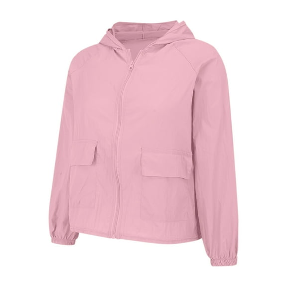 BODOAO Sun Protection Clothing Women,Sun Shirts for Women Long Sleeve Lightweight Hooded Jacket with Pockets,Windbreaker Coat with Pocket,Upf 50  Jacket Hoodie for Outdoor Fishing Hiking Pink 3XL