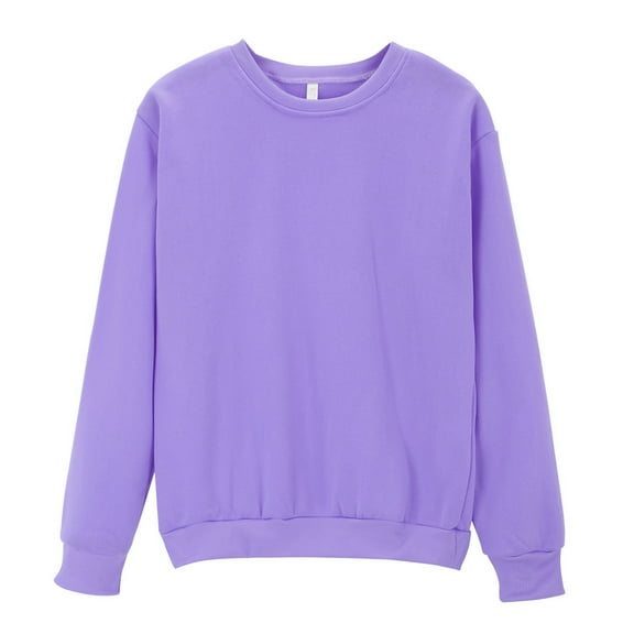 BODOAO Sweatshirt for Women Crewneck Loose Long Sleeve Pullover Hoodies Tops Fall Fashion Outfits Clothes 2025 Solid Color Round Neck Oversized Sweatshirt Loose Light Sweatshirt Loose Blouse Purple L