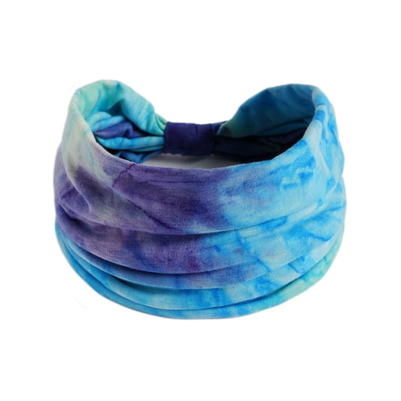 BODOAO Tie Dye Bow Wide Headbands for Women Non Slip Elastic Soft Head Wraps Fashion Hair Accessories for Gym Workout Running Yoga Makeup Washing Face Blue One Size