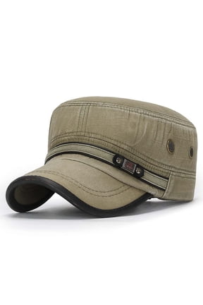 Unisex Cadet Army Cap Washed Cotton Vintage Military Corps Hat Flat Top Cap for Men Women,Mens Baseball Cap,Army Denim Baseball Cap Cotton Cadet Hat Military Breathable Flat Cap Green One size