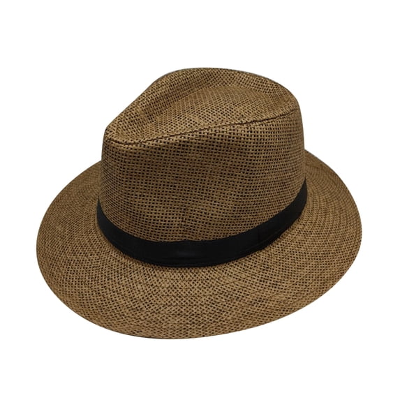 BODOAO Wide Brim Fedora Sun Hat Panama Cap for Men Women Uv Upf 50+ for Summer Outing 1920S Unisex Party Costume Hats Trilby Fedora Hat Breathable Classic Beach Hat to pper Wide Brim Fedora Coffee