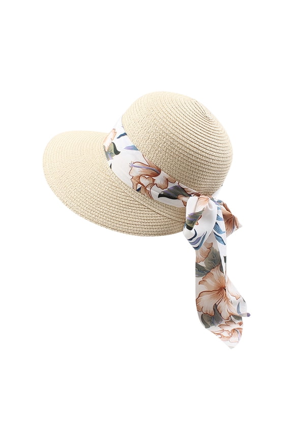 Wide Brim Sun Hat Women Hawaiian Straw Hat Summer Hat Bucket Hat Straw Hat for Garden Vacation Womens Sun Hat Large Wide Brim Visor Hats Straw Hat Visor Woman Straw Hat Bride Straw Hat Beige