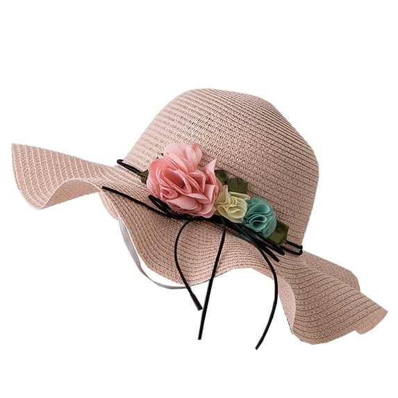 BODOAO Wide Brim Sun Straw Hat for Women Boho Visor Hat Oversized Woven Straw Hat Coachella Hat Wide Brimmed Hats for Women Panama Fedora Hat Hats for Women Fashionable Extra Large Straw Hat Pink