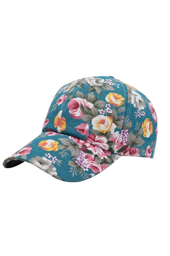 Women Fashion Floral Print Baseball Cap Classic Plain Caps Ball Caps for Men Plain Blank Plain Baseball Cap Dad Hats Flower Print Summer Hats Unstructed Unisex Camo Hat Classic Mens Hat