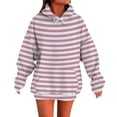 thumbnail image 1 of BODOAO Women Oversized Striped Hoodie Dress Pullover Winter Kangaroo Pocket Split Hem Sweatshirt Fall Tops Casual Loungewear Hoodies Winter Cotton Sweatshirts Pullover 2024 Tops Trendy Outfits O L, 1 of 5