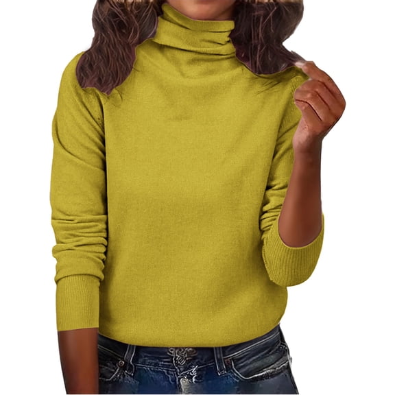 BODOAO Women'S Turtleneck Sweaters Long Sleeve Knitted Pullover Warm Cozy Tops Winter Classic-Fit Lightweight Chunky Knitted Basic Jumper Top 2025 Fall Work Outfits Thermal Underwear Tops Green M