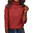 thumbnail image 1 of BODOAO Women'S Turtleneck Sweaters Long Sleeve Knitted Pullover Warm Cozy Tops Winter Classic-Fit Lightweight Chunky Knitted Basic Jumper Top 2025 Fall Work Outfits Thermal Underwear Tops Brick Red M, 1 of 6