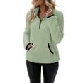thumbnail image 1 of BODOAO Women Sherpa Fleece Pullover Quarter Zip Long Sleeve Fluffy Soft Sweaters Jacket Plus Size Winter Coats with Pockets Fall Warm Oversized 3/4 Zip Sweatshirt Winter Tops Coat Light green M, 1 of 5