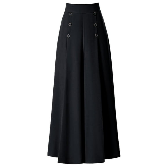 BODOAO Women Wide Leg High Waist Pants Loose Casual Dress Pants Work Lightweight Bottoms Pleated Wide Leg Pants Spring and Summer Loose Slim Middle Pants Nine Points Culottes Swing Pants Black Xl