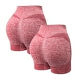 thumbnail image 1 of BODOAO Women's 2 Packs Workout Impact Shorts Scrunch Butt Lifting Tummy Control Gym Shorts Comfy Running Seamless Booty Biker Shorts High Waist Yoga Workout Shorts Running Gym Biker Shorts Red Xl, 1 of 2