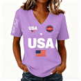 thumbnail image 1 of BODOAO Women's 250 Anniversary USA Shirt V-Neck Short Sleeve 250 Years T-Shirt 1776-2026 250Th Spring Summer Casual Patriotic Shirts Loose Fit Tops Plus Size Purple M, 1 of 5