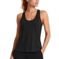 thumbnail image 1 of BODOAO Women's Athletic Racerback Tank Top Sleeveless Scoop Neck Workout Shirt, Lightweight Fitted Sports Top for Yoga Running Gym Training Fitness and Summer Casual Wear Black L, 1 of 4