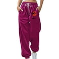 thumbnail image 1 of BODOAO Women's Baggy Sweatpants Workout Active Joggers Pants High Waisted Drawstring Lounge Bottoms with Pockets Elastic Print Workout Athletic Joggers Pants Loose Trousers Hot Pink S, 1 of 3