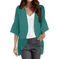 thumbnail image 1 of BODOAO Women's Beach Kimono Coverup Sheer Chiffon Cover Ups, Casual Loose Open Front Cardigan Tops Women Chiffon Cardigan 3/4 Sleeve Chiffon Lightweight Summer Blouse Tops Beach Cover Up Mint Green L, 1 of 5